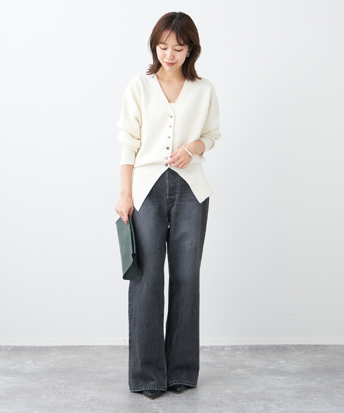 【美品】plage ミラノリブVネックカーディガン plage（プラージュ）の「ミラノリブVネックカーディガン
