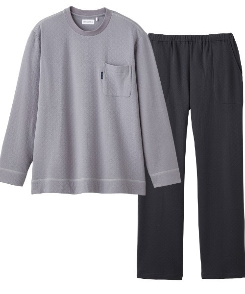 COMME CI COMME CA（コムシコムサ）の「COMME CI COMME CA/コムシコムサ　ルームウェア　長袖長パンツ　表裏綿100%　キルト（ルームウェア/パジャマ・メンズ・ネイビー/チャコールグレー/グレー・MEDIUM/LARGE/X-LARGE）」の5枚目の写真