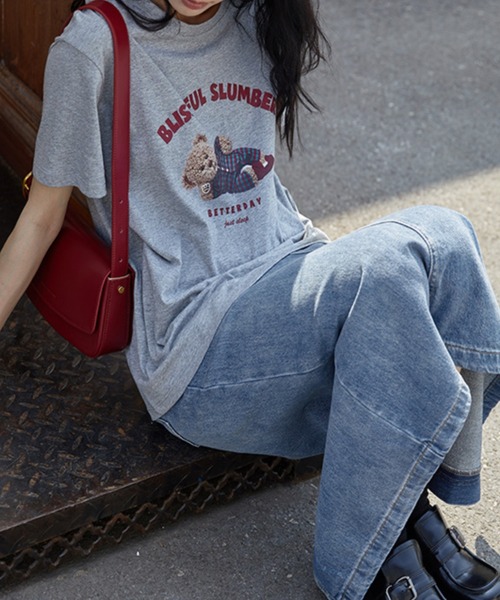 NO WAY（ノーウェイ）の「テディベアグラフィックTシャツ（Tシャツ/カットソー・レディース・グレー/ホワイト・FREE）」の4枚目の写真