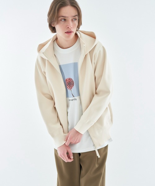 ESTNATION(エストネーション)の「ESTNATION / ミラノリブジップフーデッドブルゾン<ECOPET>(パーカー・メンズ・アイボリー/ブラック・MEDIUM/LARGE/X-LARGE)」の8枚目の写真