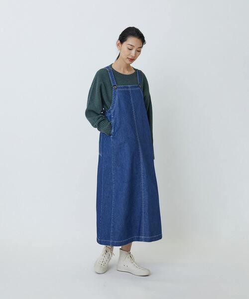 LOISIR（ロワズィール）の「デニムジャンパースカート（つなぎ/オールインワン・レディース・インディゴブルー・FREE）」の3枚目の写真