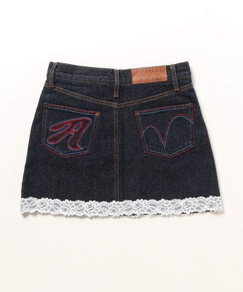 atmos pink（アトモスピンク）の「atmos pink  × ANGEL BLUE ナカムラくんワッペン付き デニムスカート 【SP】（デニムスカート・レディース・インディゴブルー/ライトブルー・S/M）」の15枚目の写真