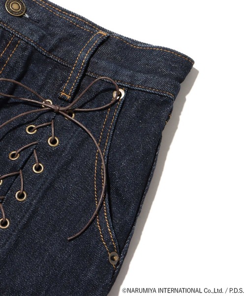 atmos pink（アトモスピンク）の「atmos pink  × ANGEL BLUE ナカムラくんワッペン付き デニムスカート 【SP】（デニムスカート・レディース・インディゴブルー/ライトブルー・S/M）」の7枚目の写真