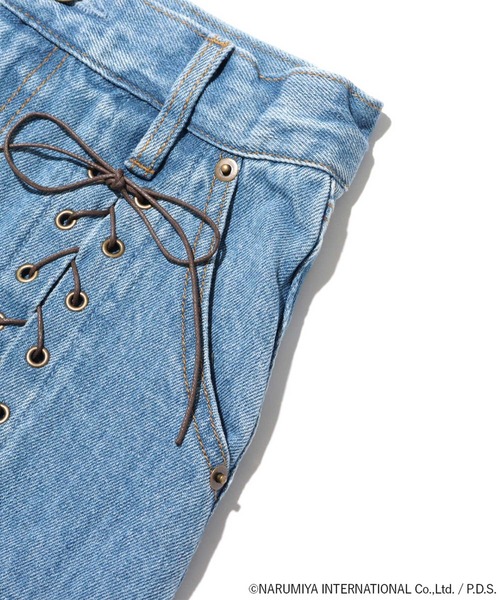 atmos pink（アトモスピンク）の「atmos pink  × ANGEL BLUE ナカムラくんワッペン付き デニムスカート 【SP】（デニムスカート・レディース・インディゴブルー/ライトブルー・S/M）」の8枚目の写真