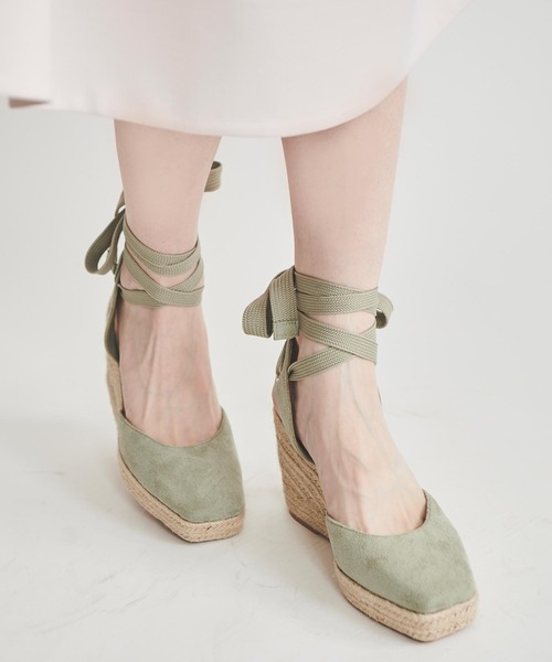 31 Sons de mode(トランテアン ソン ドゥ モード)の「ジュートウェッジサンダル(サンダル・レディース・ライトグリーン/ブラック/サックスブルー・L/M/S)」の3枚目の写真