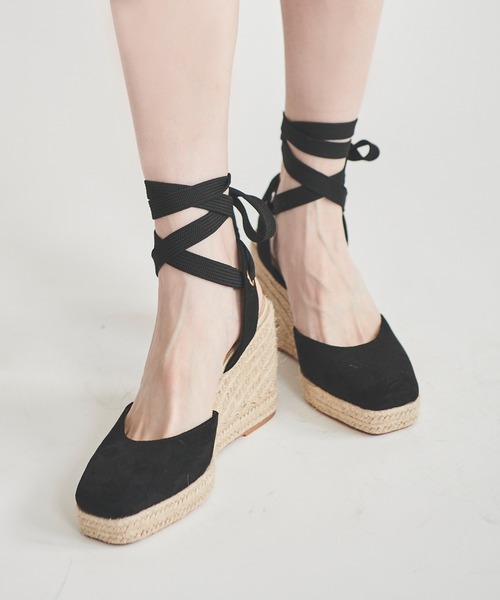 31 Sons de mode(トランテアン ソン ドゥ モード)の「ジュートウェッジサンダル(サンダル・レディース・ライトグリーン/ブラック/サックスブルー・L/M/S)」の2枚目の写真