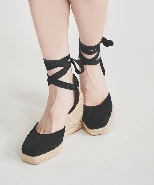 31 Sons de mode(トランテアン ソン ドゥ モード)の「ジュートウェッジサンダル(サンダル・レディース・ライトグリーン/ブラック/サックスブルー・L/M/S)」の4枚目の写真