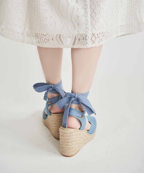 31 Sons de mode(トランテアン ソン ドゥ モード)の「ジュートウェッジサンダル(サンダル・レディース・ライトグリーン/ブラック/サックスブルー・L/M/S)」の6枚目の写真