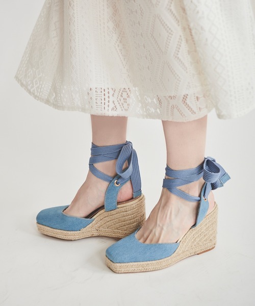 31 Sons de mode(トランテアン ソン ドゥ モード)の「ジュートウェッジサンダル(サンダル・レディース・ライトグリーン/ブラック/サックスブルー・L/M/S)」の7枚目の写真