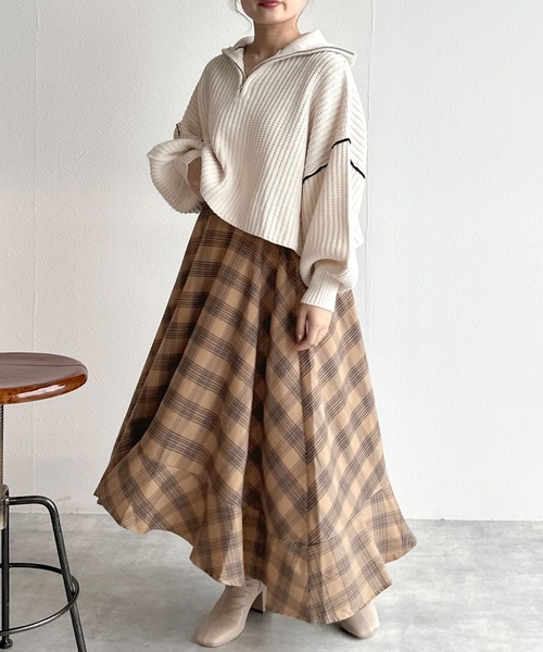 w closet（ダブルクローゼット）の「チェック柄ロングスカート