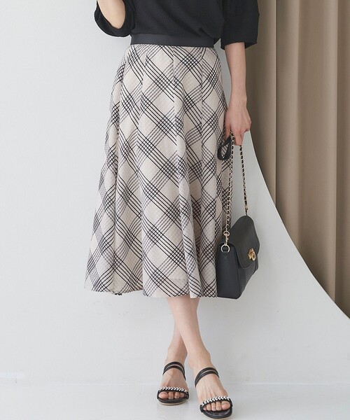 セール】【洗える】ツートーンシアーチェック スカート