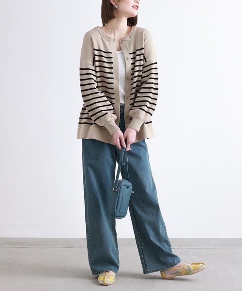 n'OrLABEL(ノアールレーベル)の「【廃盤】『前後2wayボーダーカーディガン』(カーディガン/ボレロ・レディース・ネイビー/ライトベージュ・FREE)」の4枚目の写真