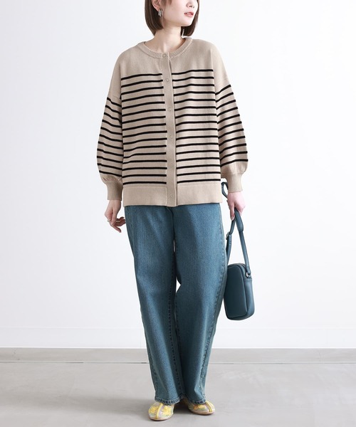 n'OrLABEL(ノアールレーベル)の「【廃盤】『前後2wayボーダーカーディガン』(カーディガン/ボレロ・レディース・ネイビー/ライトベージュ・FREE)」の3枚目の写真