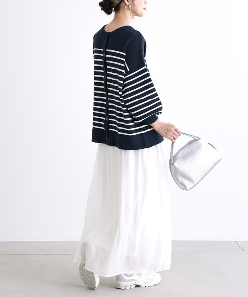 n'OrLABEL(ノアールレーベル)の「【廃盤】『前後2wayボーダーカーディガン』(カーディガン/ボレロ・レディース・ネイビー/ライトベージュ・FREE)」の6枚目の写真