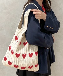 【apres jour clair×ARIAZ】ハート柄ニットトートバッグ