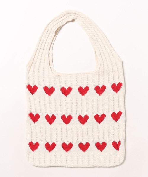 apres jour clair（アプレジュールクレア）の「【apres jour clair×ARIAZ】ハート柄ニットトートバッグ（トートバッグ・レディース・ベージュ/アイボリー・FREE）」の4枚目の写真