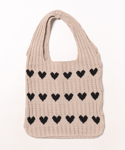 apres jour clair（アプレジュールクレア）の「【apres jour clair×ARIAZ】ハート柄ニットトートバッグ（トートバッグ・レディース・ベージュ/アイボリー・FREE）」の5枚目の写真