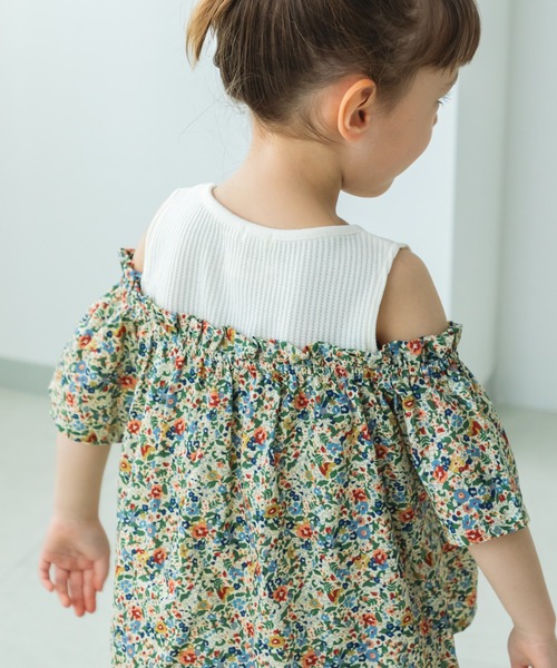 pairmanon（ペアマノン）の「オフショル風 ワッフルドッキングブラウス（シャツ/ブラウス・キッズ・ブラック/アイボリー/ライトベージュ・130/90/110/120/140/100/150）」の6枚目の写真