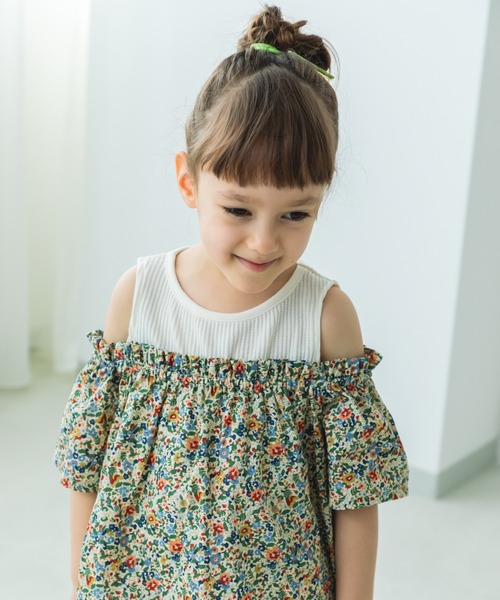 pairmanon（ペアマノン）の「オフショル風 ワッフルドッキングブラウス（シャツ/ブラウス・キッズ・ブラック/アイボリー/ライトベージュ・130/90/110/120/140/100/150）」の7枚目の写真