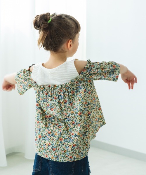 pairmanon（ペアマノン）の「オフショル風 ワッフルドッキングブラウス（シャツ/ブラウス・キッズ・ブラック/アイボリー/ライトベージュ・130/90/110/120/140/100/150）」の8枚目の写真