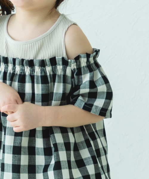 pairmanon（ペアマノン）の「オフショル風 ワッフルドッキングブラウス（シャツ/ブラウス・キッズ・ブラック/アイボリー/ライトベージュ・130/90/110/120/140/100/150）」の16枚目の写真