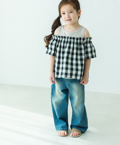 pairmanon（ペアマノン）の「オフショル風 ワッフルドッキングブラウス（シャツ/ブラウス・キッズ・ブラック/アイボリー/ライトベージュ・130/90/110/120/140/100/150）」の19枚目の写真