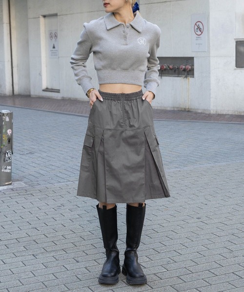 3.3 Field Trip （3.3フィールドトリップ）の「3.3 Field Trip／ポケットナイロンスカート 2103557（スカート・レディース・グレー/ネイビー・FREE）」の7枚目の写真