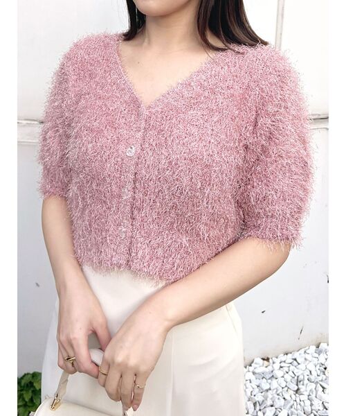 MERCURYDUO（マーキュリーデュオ）の「ラメシャギーニットカーディガン（カーディガン/ボレロ・レディース・ミント/グレー/オフホワイト/ピンク/ラベンダー・FREE）」の5枚目の写真