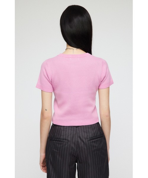 LAGUA GEM(ラグアジェム)の「JACQUARD KNIT Tシャツ(Tシャツ/カットソー・レディース・ピンク/ホワイト/チャコールグレー・FREE)」の4枚目の写真