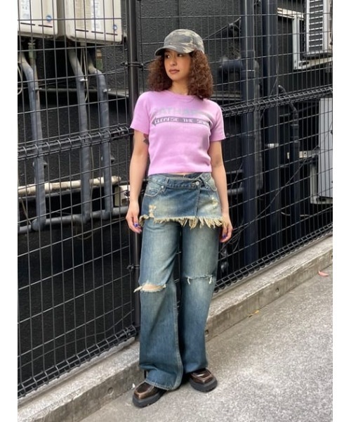 LAGUA GEM(ラグアジェム)の「JACQUARD KNIT Tシャツ(Tシャツ/カットソー・レディース・ピンク/ホワイト/チャコールグレー・FREE)」の19枚目の写真