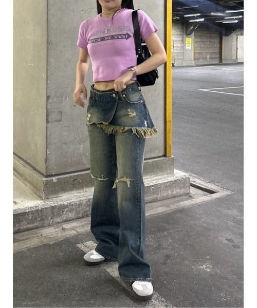 LAGUA GEM(ラグアジェム)の「JACQUARD KNIT Tシャツ(Tシャツ/カットソー・レディース・ピンク/ホワイト/チャコールグレー・FREE)」の13枚目の写真