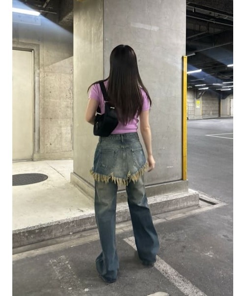 LAGUA GEM(ラグアジェム)の「JACQUARD KNIT Tシャツ(Tシャツ/カットソー・レディース・ピンク/ホワイト/チャコールグレー・FREE)」の17枚目の写真