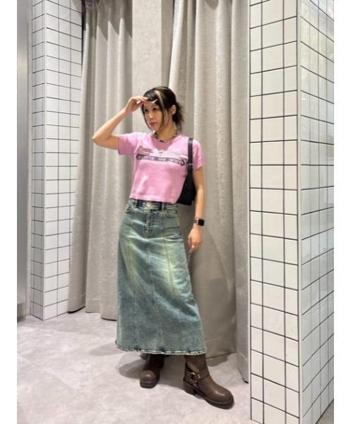 LAGUA GEM(ラグアジェム)の「JACQUARD KNIT Tシャツ(Tシャツ/カットソー・レディース・ピンク/ホワイト/チャコールグレー・FREE)」の8枚目の写真