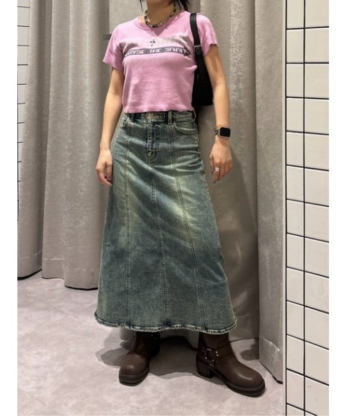 LAGUA GEM(ラグアジェム)の「JACQUARD KNIT Tシャツ(Tシャツ/カットソー・レディース・ピンク/ホワイト/チャコールグレー・FREE)」の9枚目の写真