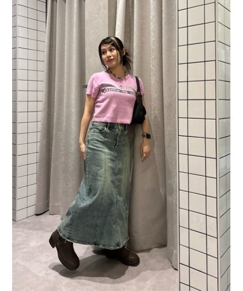 LAGUA GEM(ラグアジェム)の「JACQUARD KNIT Tシャツ(Tシャツ/カットソー・レディース・ピンク/ホワイト/チャコールグレー・FREE)」の10枚目の写真