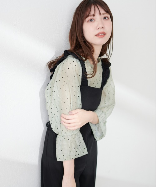 natural couture(ナチュラルクチュール)の「変わり織りシアー素材ブラウス(シャツ/ブラウス・レディース・ブラック/オフホワイト/ミント/ライトベージュ・FREE)」の17枚目の写真