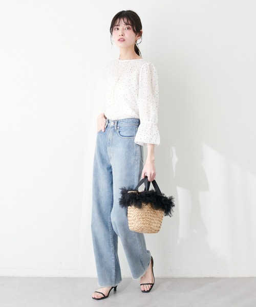 natural couture(ナチュラルクチュール)の「変わり織りシアー素材ブラウス(シャツ/ブラウス・レディース・ブラック/オフホワイト/ミント/ライトベージュ・FREE)」の8枚目の写真