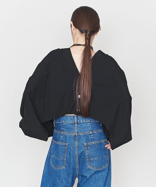 アストラット ASTRAET オーガンジー スタンドカラー ベスト ジップアップ 黒 ブラック /MI ■OS レディース ASTRAET（アストラット）の「＜ASTRAET＞P サテン/オーガンジー