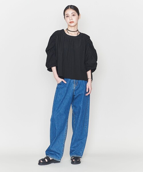 ASTRAET◆3ボタンキモノスリーブVネックブラウス/--/コットン/WHT/5421-270-0255 ASTRAET＞3ボタン キモノスリーブ Vネックブラウス