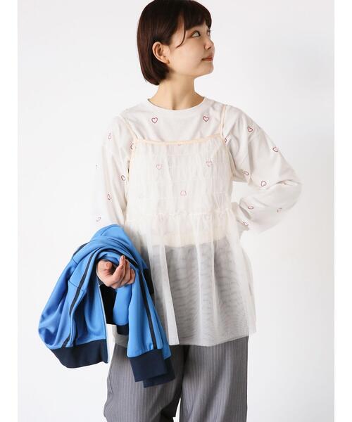 ehka sopo（エヘカソポ）の「ハート刺繍ロンT（Tシャツ/カットソー・レディース・サックスブルー/ブラック/オフホワイト・F）」の7枚目の写真