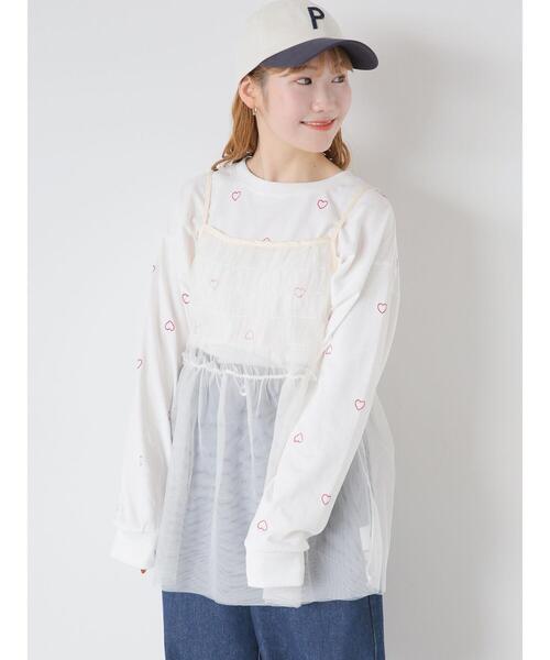 ehka sopo（エヘカソポ）の「ハート刺繍ロンT（Tシャツ/カットソー・レディース・サックスブルー/ブラック/オフホワイト・F）」の19枚目の写真