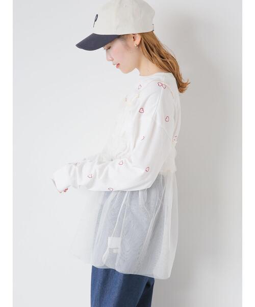 ehka sopo（エヘカソポ）の「ハート刺繍ロンT（Tシャツ/カットソー・レディース・サックスブルー/ブラック/オフホワイト・F）」の20枚目の写真