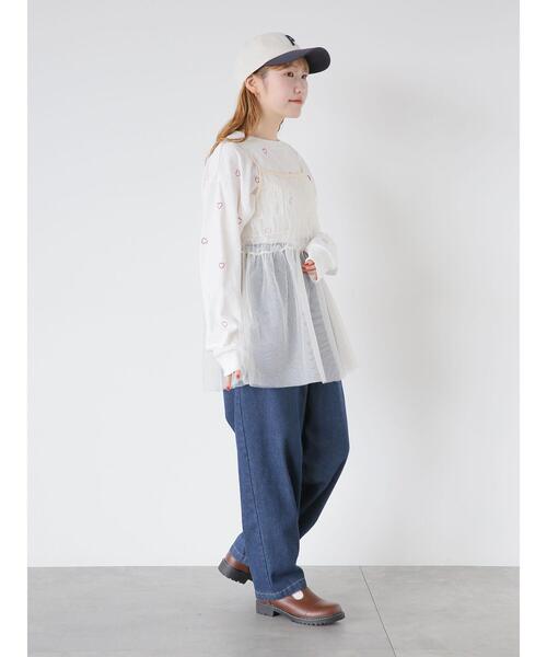 ehka sopo（エヘカソポ）の「ハート刺繍ロンT（Tシャツ/カットソー・レディース・サックスブルー/ブラック/オフホワイト・F）」の22枚目の写真