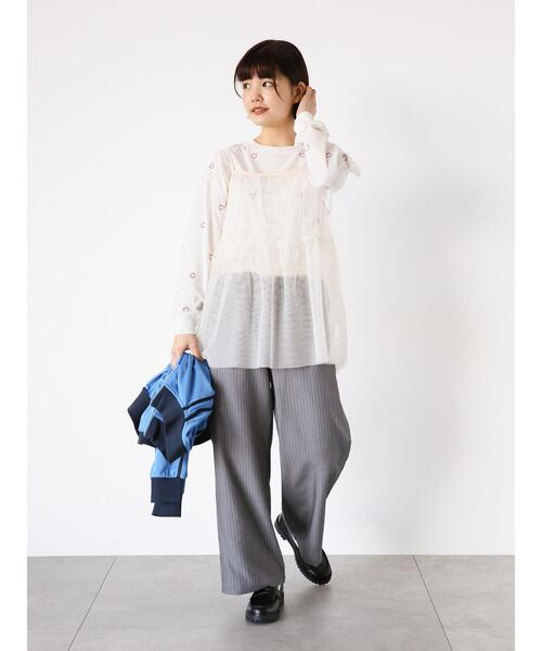 ehka sopo（エヘカソポ）の「ハート刺繍ロンT（Tシャツ/カットソー・レディース・サックスブルー/ブラック/オフホワイト・F）」の12枚目の写真