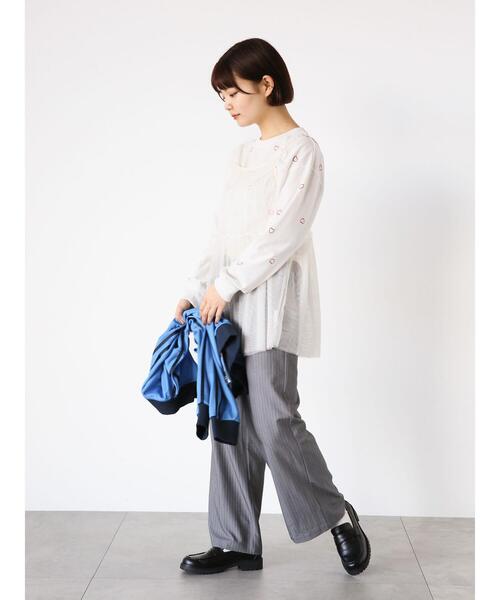 ehka sopo（エヘカソポ）の「ハート刺繍ロンT（Tシャツ/カットソー・レディース・サックスブルー/ブラック/オフホワイト・F）」の13枚目の写真