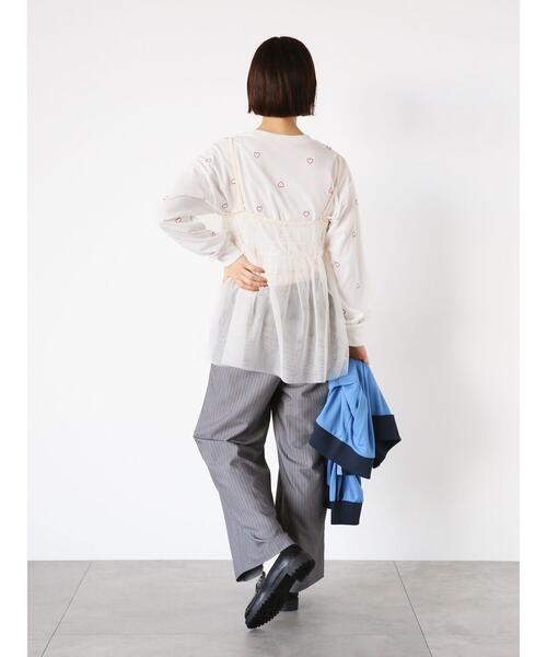 ehka sopo（エヘカソポ）の「ハート刺繍ロンT（Tシャツ/カットソー・レディース・サックスブルー/ブラック/オフホワイト・F）」の14枚目の写真