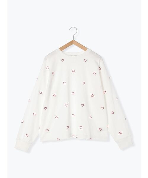 ehka sopo（エヘカソポ）の「ハート刺繍ロンT（Tシャツ/カットソー・レディース・サックスブルー/ブラック/オフホワイト・F）」の16枚目の写真