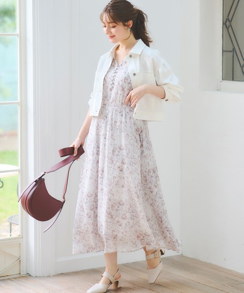 LAISSE PASSE（レッセパッセ）の「MIXフラワープリントワンピース（ワンピース・レディース・サックスブルー系/ベージュ・MEDIUM/SMALL）」の6枚目の写真