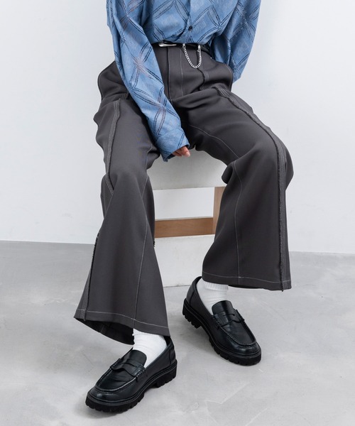 JUNRED（ジュンレッド）の「センターフリンジスーパーフレアパンツ（その他パンツ・メンズ・チャコールグレー/ブラック/グリーン/オレンジ・L/M/S）」の11枚目の写真