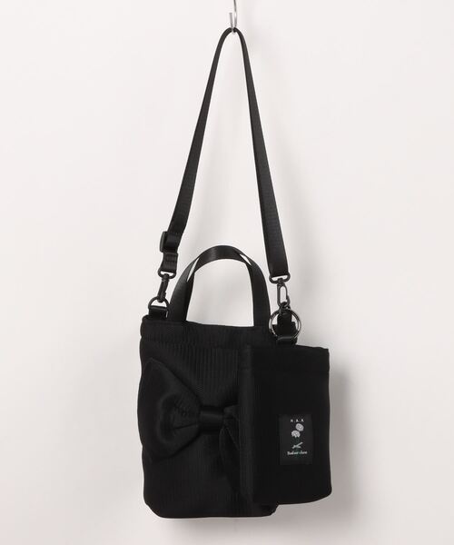 gMbD. メッシュ　リボン　ショルダーバッグ　サコッシュ　ブラック H.A.K（ハク）の「ボンディングメッシュ／メタリックスムース